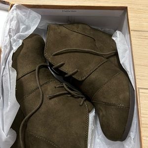 Tie-up wedge booties. Size 8.